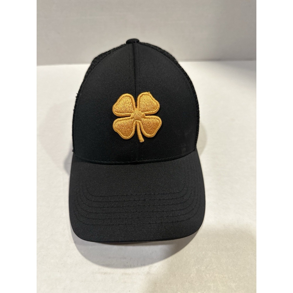 Black Clover Mesh Back Fitted Hat Caesars Logo Black Yellow Memory Fit L/XL
